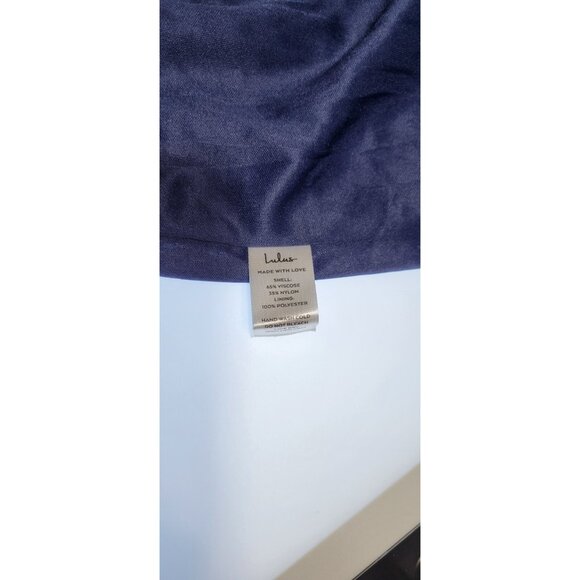 Lulus Make Dress Navy Blue Velvet Floral Strapless Midi Dress Size Small - Picture 13 of 13